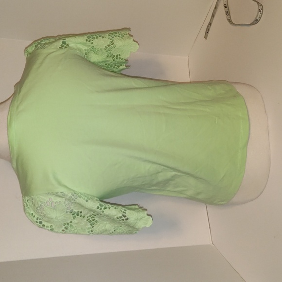 Lilly Pulitzer Sebene Knit Top Cool Mint Green Large Eyelet Cotton Size Xsmall - Picture 3 of 9